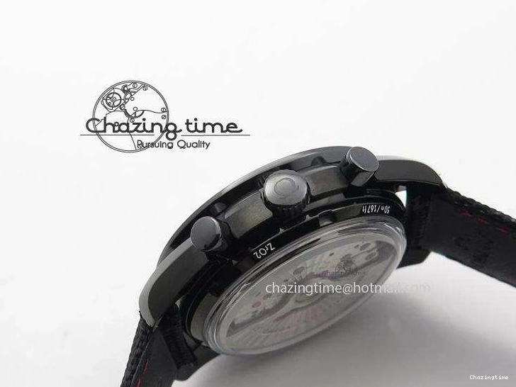 0817 DailyWear Speedmaster Professional Chronometer PVD Black Dial On Black Leather Strap A 8259